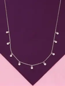 KAI JEWEL Sterling Silver Rhodium-Plated Cubic Zirconia Studded Necklace