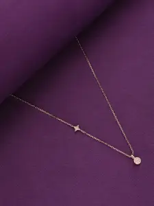 KAI JEWEL Sterling Silver Rose Gold-Plated Cubic Zirconia Studded Necklace