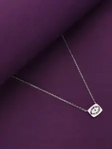 KAI JEWEL Sterling Silver Rhodium-Plated Cubic Zirconia Studded Necklace