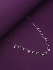 KAI JEWEL Sterling Silver Rhodium-Plated Cubic Zirconia Studded Necklace