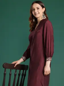 Sangria Sequin Detail Straight Kurta