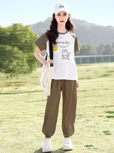 INCLUD Girls Printed T-shirt with Trousers