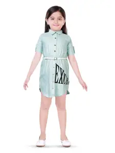 Hunny Bunny Girls Striped Belted Cotton Shirt Dress