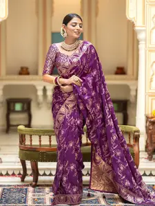 KALINI Woven Design Zari Silk Blend Banarasi Saree