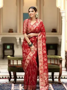 KALINI Ethnic Motifs Zari Silk Blend Banarasi Saree