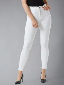 DressBerry Women Don't Run Away White Skinny Fit High-Rise Stretchable Jeans