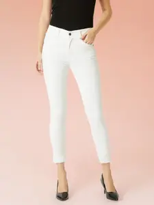 DressBerry Women's Skinny High Rise Bleached Cropped Stretchable Denim Jeans