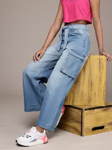 The Roadster Life Co. Women High-Rise Wide Leg Heavy Fade Jeans