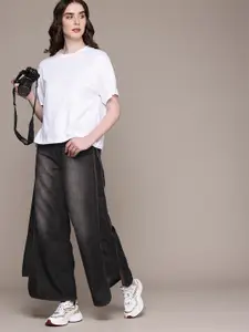 The Roadster Life Co. Women Wide Leg High-Rise Heavy Fade Jeans