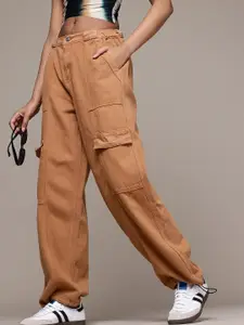 The Roadster Life Co. Women Parachute Fit High-Rise Cargo Jeans