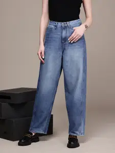 The Roadster Life Co. Women Skater Fit High-Rise Heavy Fade Stretchable Jeans