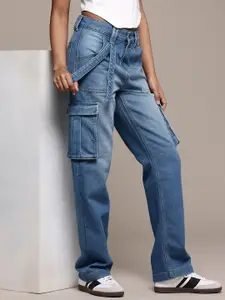 The Roadster Life Co. Women Relaxed Straight Fit High-Rise Light Fade Jeans