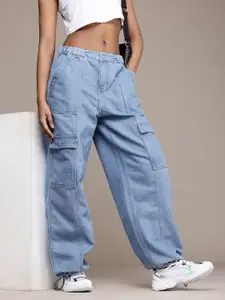 The Roadster Life Co. Women High-Rise Parachute Cargo Style Jeans