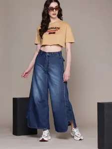 The Roadster Life Co. Women Wide Leg High-Rise Heavy Fade Jeans