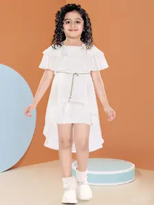 Hunny Bunny Girls Abstract Printed Off-Shoulder Fit & Flare Dress