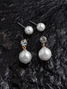 Accessorize Set Of 2 Pearl-Beaded Contemporary Studs Earrings