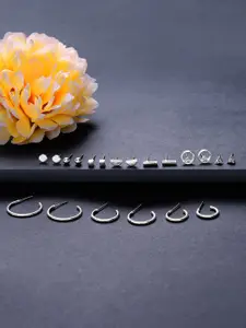 Accessorize Set Of 10 Stone-Studded Contemporary Studs And Hoop Earrings