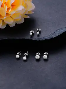 Accessorize Set Of 3 Pearl-Beaded Contemporary Studs Earrings