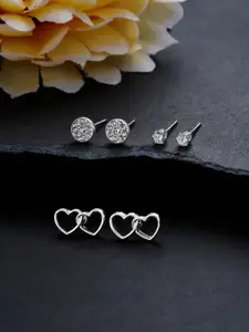 Accessorize Set Of 3 Crystals-Studded Circular Studs Earrings