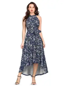 ODETTE Floral Printed Round Neck Fit & Flare Maxi Dress
