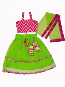 BAESD Girls Printed Ready to Wear Lehenga & Blouse With Dupatta