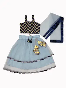BAESD Girls Printed Ready to Wear Lehenga & Blouse With Dupatta