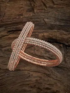 Kushal's Fashion Jewellery Set Of 2 Rose Gold-Plated Zircon-Embellished Bridal Bangles