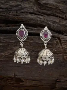 Kushal's Fashion Jewellery 92.5 Silver Artificial Stones Jhumkas Earrings