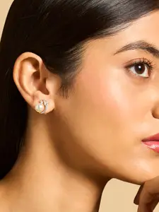 Kushal's Fashion Jewellery Rhodium-Plated Cubic Zirconia Studded Studs Earrings