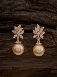 Kushal's Fashion Jewellery Rose Gold-Plated Cubic Zirconia Studded Studs Earrings