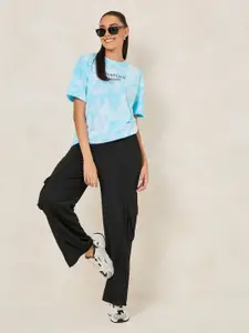 Styli Oversized Surf Club Slogan Tie & Dye Round Neck T-shirt