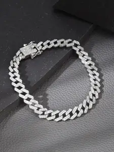 GIVA Men 925 Sterling Silver Rhodium-Plated Link Bracelet