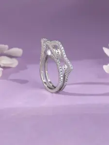 GIVA 925 Silver Rhodium-Plated Stones Studded Finger Ring