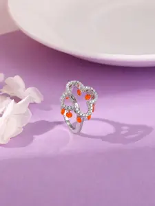 GIVA 925 Silver Rhodium-Plated Stones Studded Finger Ring