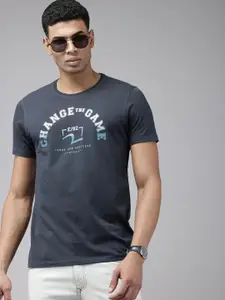 SPYKAR Typography Printed Pure Cotton Slim Fit T-shirt