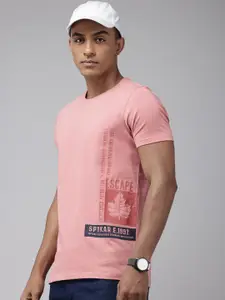 SPYKAR Pure Cotton Typography Printed Slim Fit T-shirt