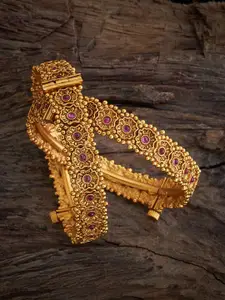 Kushal's Fashion Jewellery Set Of 2 Gold-Plated Stones Studded Bangles