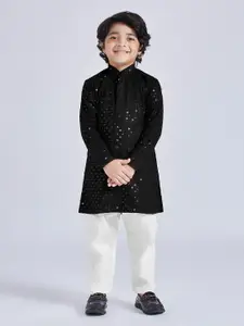VASTRAMAY Boys Embroidered Regular Sequinned Kurta with Pyjamas
