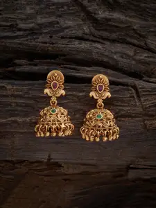 Kushal's Fashion Jewellery Gold Plated Artificial Stones Antique Jhumkas