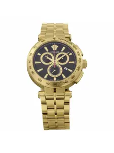 Versace Men Brass Dial & Stainless Steel Straps Analogue Chronograph Watch VE6CA0623