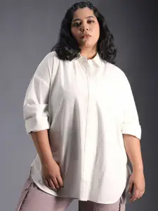 Fab Star Plus Size Comfort Spread Collar Long Sleeves Cotton Casual Shirt