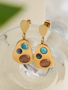 SWASHAA Gold-Plated Stainless Steel Contemporary Drop Earrings