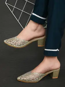 XE Looks Embellished Block Heel Mules
