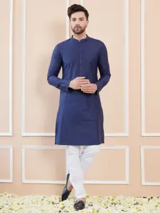 See Designs Regular Long Sleeves Mandarin Collar Pure Cotton Kurta with Pyjamas