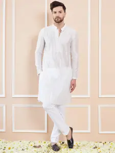 See Designs Embroidered Regular Sequinned Chanderi Silk Kurta with Pyjamas