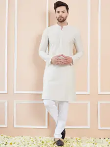 See Designs Mandarin Collar Long Sleeves Pure Cotton Straight Kurta With Pyjamas