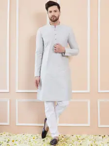 See Designs Mandarin Collar Long Sleeves Pure Cotton Straight Kurta