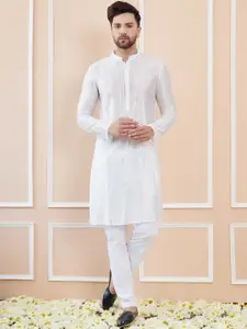 See Designs Geometric Embroidered Sequinned Chanderi Silk Straight Kurta With Pyjamas