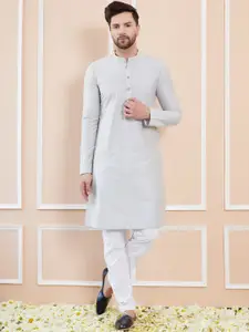 See Designs Regular Long Sleeves Mandarin Collar Pure Cotton Kurta with Pyjamas