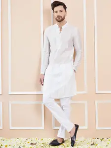 See Designs Striped Mandarin Collar Sequins Chanderi Silk Straight Kurta